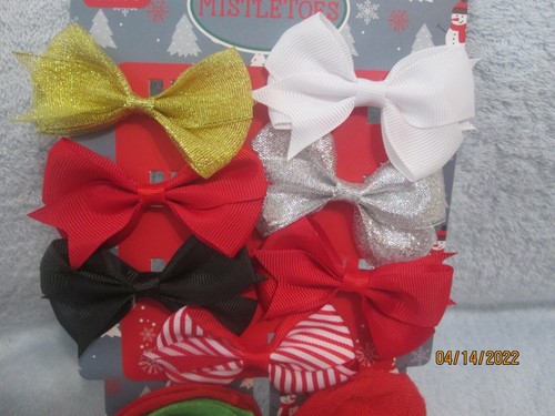 Girl's Christmas Socks & Bows Size 6-8 (7 Pairs Of Socks 7 Bows) - Picture 2 of 7