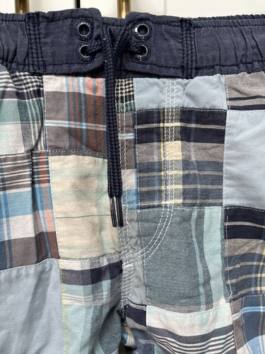 Boys GapKids Gap Patchwork Plaid Swim Surf Board Shorts Size 6/7 Navy Madras - Picture 2 of 8