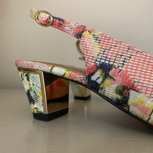 J Renee Womens 9.5 M Casey Slingback Low Pointed Heels Floral Adjustable Tweed - Picture 3 of 12