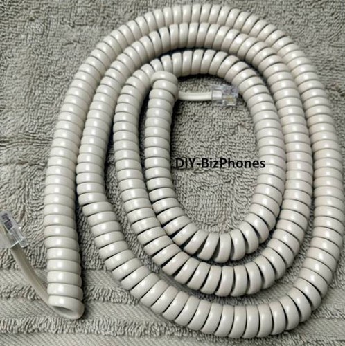 Ivory Long Handset Cord Vintage Wall Phone Coil Curly 2554IV Cablesys 4P4C 25Ft
