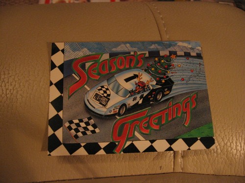 Tarjeta postal de carreras Press Pass 1995 rara Nascar Navidad - Imagen 1 de 2