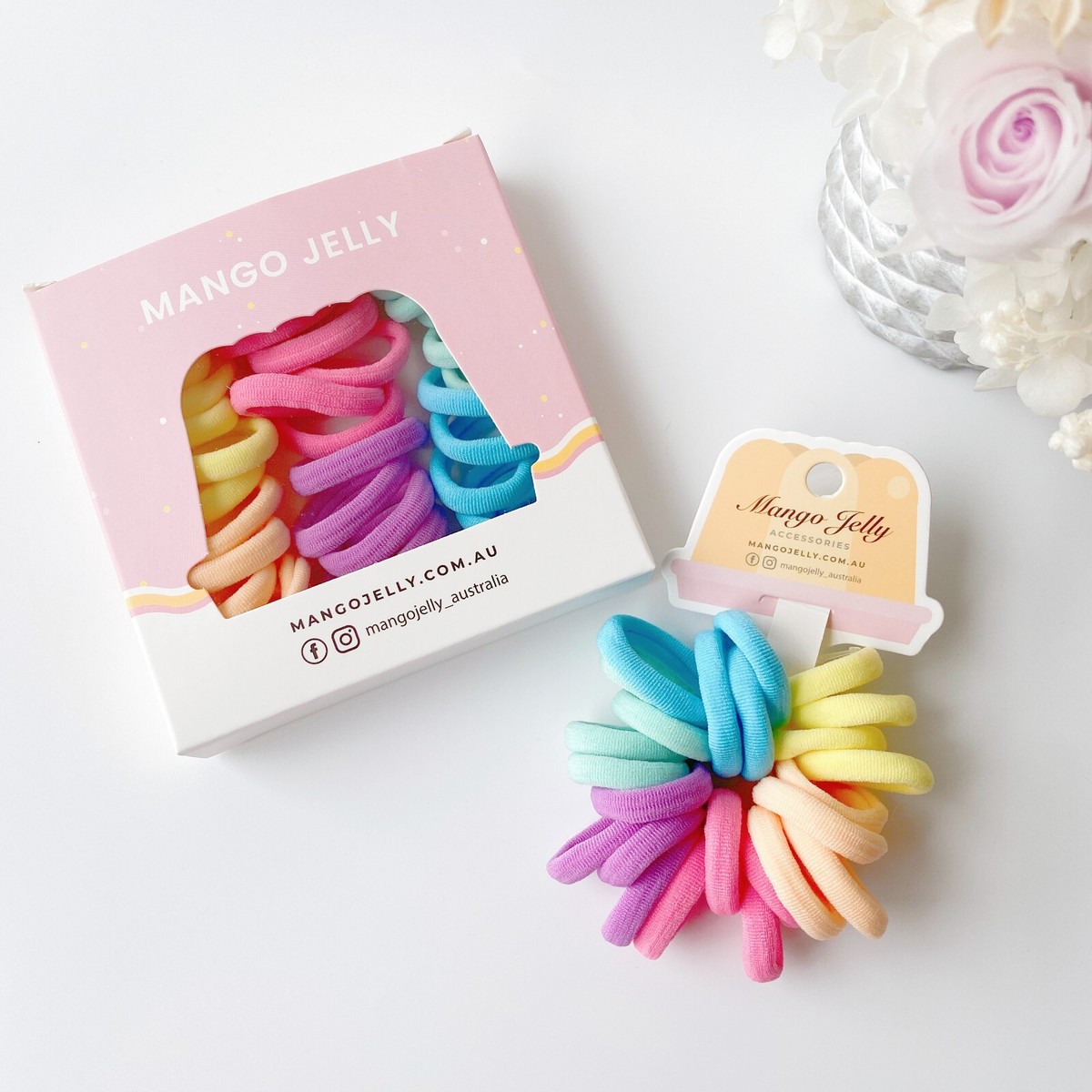 Wrapables 10 Pack Elastic Hair Ties Ponytail Holder, Pretty in Pastel