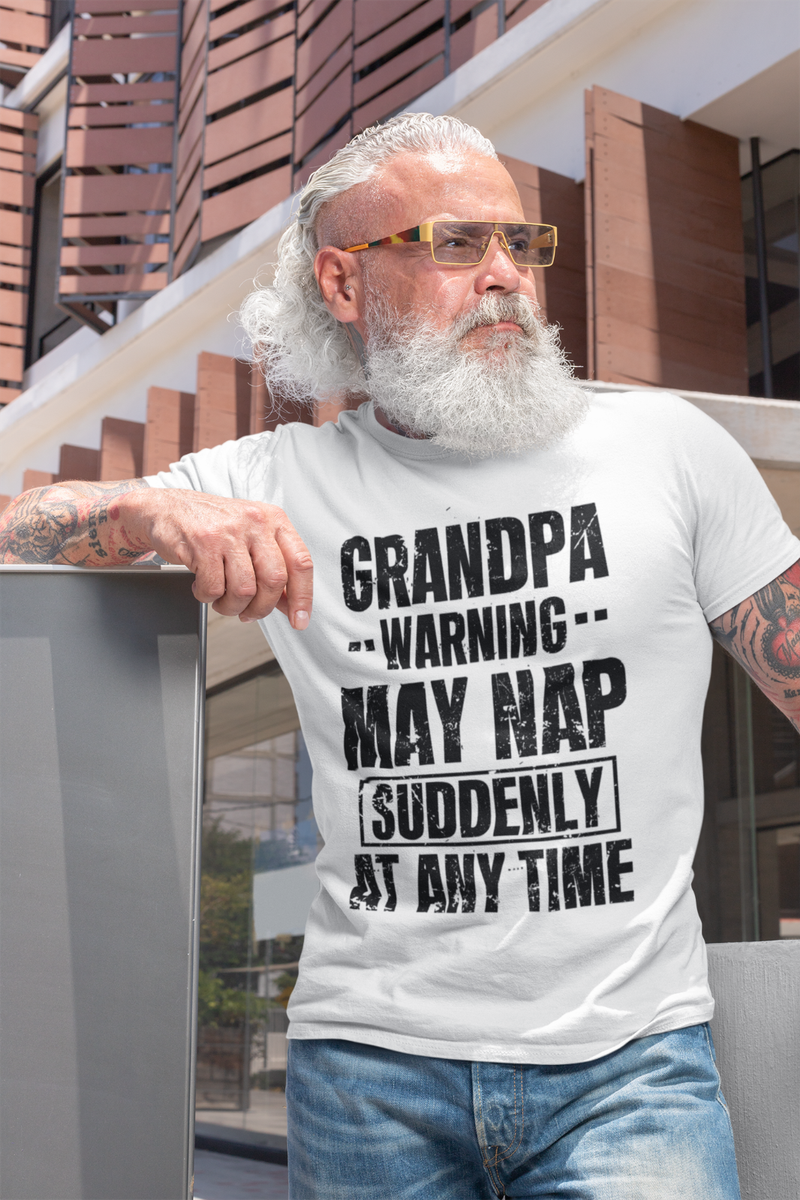 Mens Grandpa Funny T-shirt May Nap Suddenly At Any Time Funny