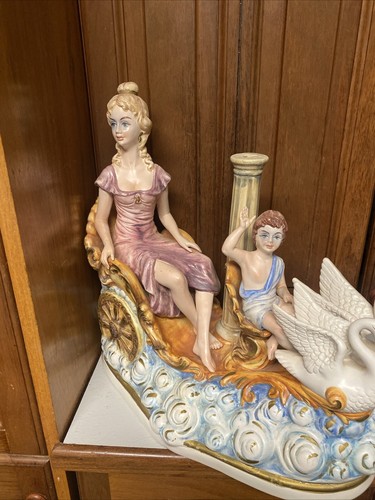 VINTAGE PORCELAIN CAPODIMONTE POTTERY STATUE LAMP BASE CLASSICAL LADY FIGURINE - Picture 18 of 18