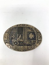 SCMA 1981 3 Flags Classic Brass Buckle Southern CA Motorcycle Association VTG