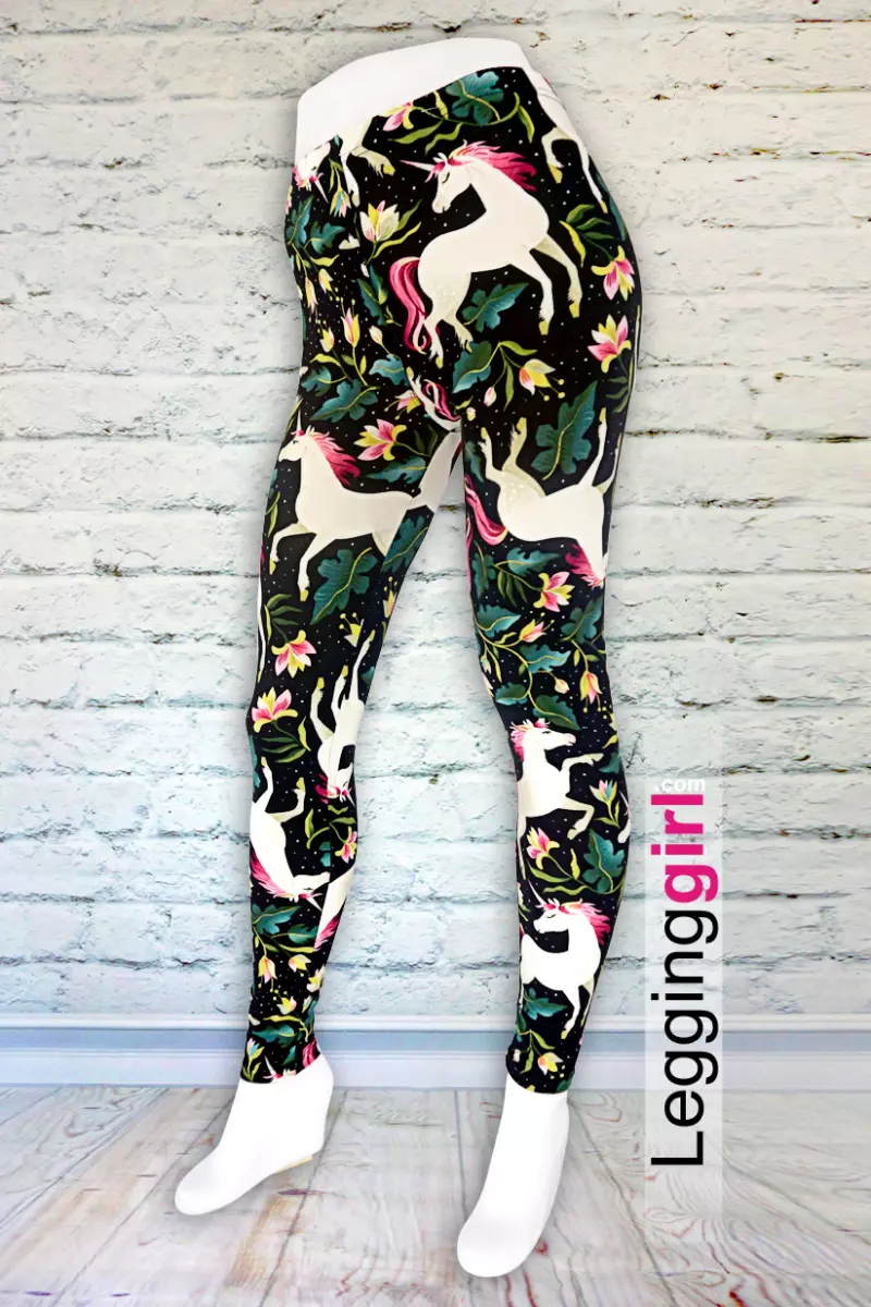 Women's leggings butter soft cotton stretchy polyester spandex design  unicorn en