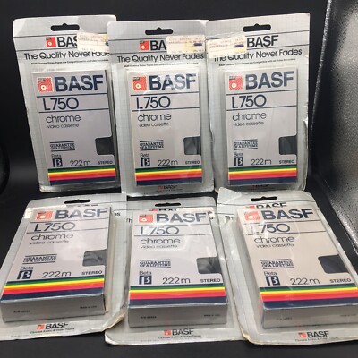 BASF L750 Betamax Video Tapes SEALED Chrome High Grade Lot of 6