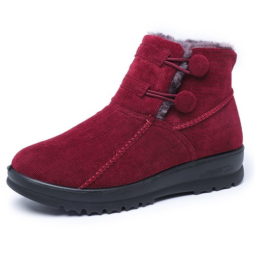 Damen Schneestiefel Kunstfell Winterstiefel Damen Freizeit halbhohe Stiefeletten flach - Bild 20 von 23