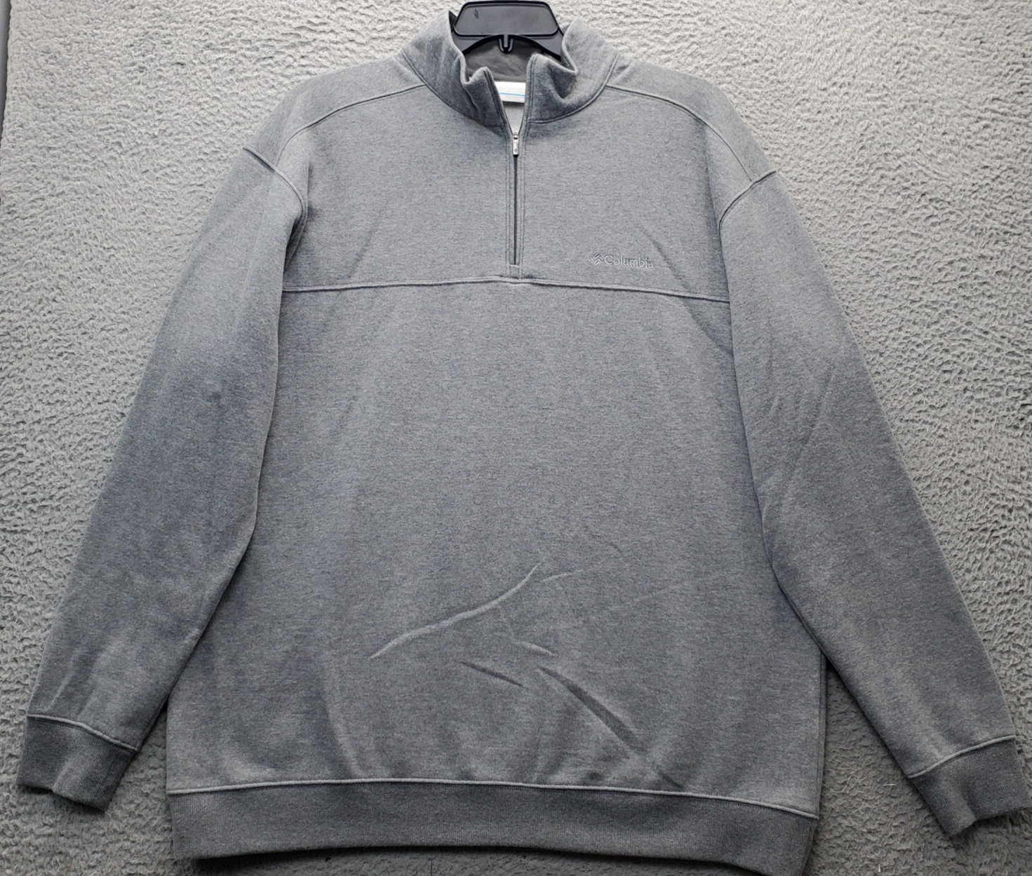 Felpa Columbia uomo 2XL grigia foderata in pile finto collo quarto zip logo pony