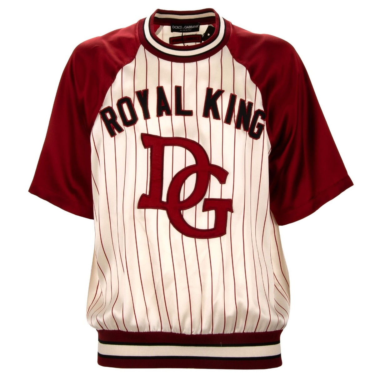 DOLCE & GABBANA Royal King DG Logo Patch Silk T-Shirt Shirt