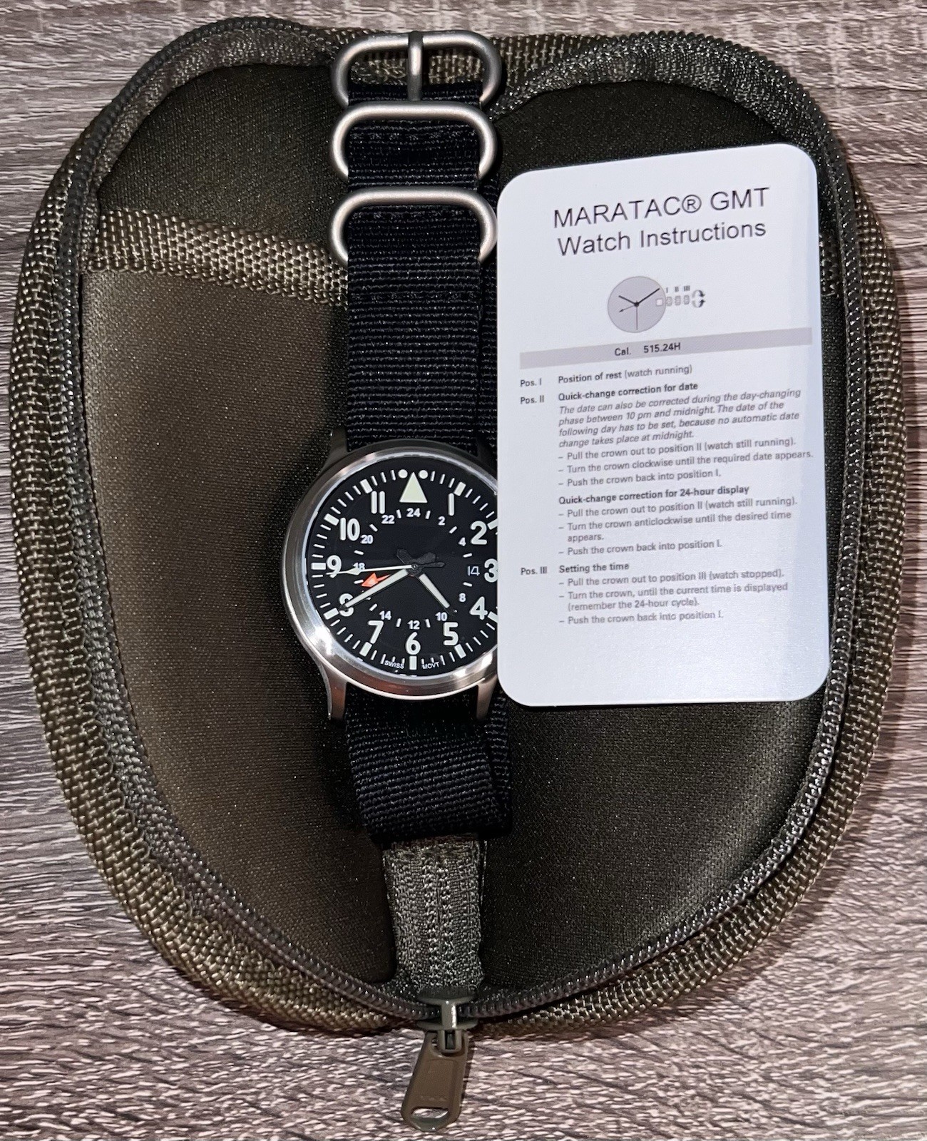 MARATAC 44mm Large Titanium GMT Watch NEW