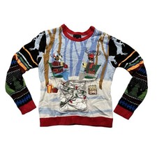 Blizzard Bay Ugly Christmas Sweater Reindeer Camping 3D Beers Unisex Medium