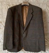 Vintage pure wool Tweed Windowpane green hunting jacket blazer 42R