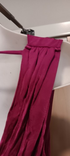 EXPRESS Dress Stretch waist BELOW knee RASPBERRY FUCHSIA HOT PINK BACKOUT XS - Picture 4 of 9