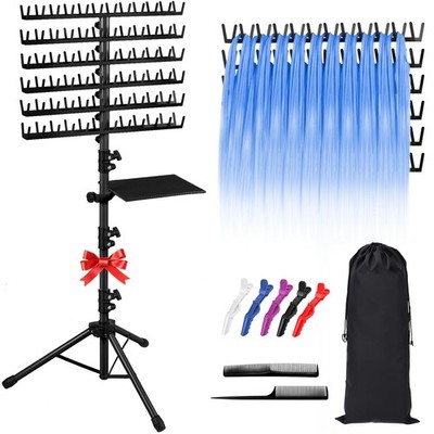 Braiding Hair Rack Height Adjustable 144 Pegs Hair Extension Holder Display Pink