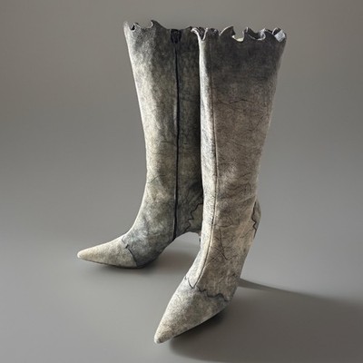 Italian-made *Vero Cuoio* Blue & Tan Suede Leather Women's Boots Size 6 1/2 (37)