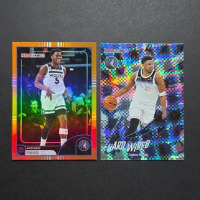2025-26 NBA Hoops Anthony Edwards Base Orange #195, Hard Wired Light Burst #HW-4