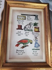 Vintage C A A Richards Antique Framed Language Cards German-English (set of 4)