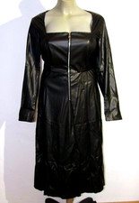 Elegantes Leder Imitat Kleid Schwarz mit Reißverschluss vorne Größe 4XL  / 52