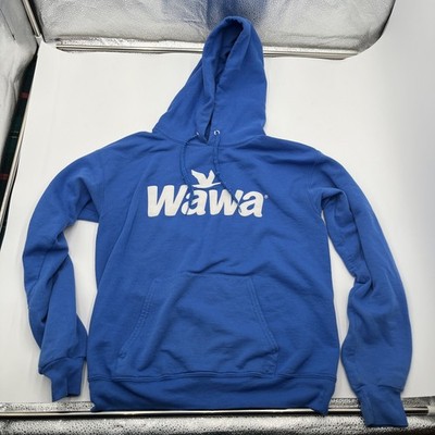 Wawa Gas Station Graphic Hoodie Blue Hooded Sweatshirt Men s Small Hanes *PICS*
