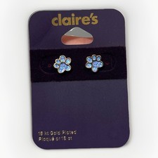 18kt Gold Plated Paw Print Stud Earrings