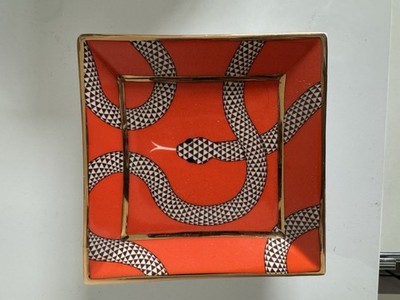 Jonathan Adler Eden Square Tray   Orange Snake   Authentic