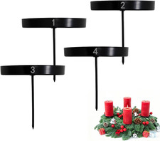 Kerzenstecker Adventskranz Schwarz 4 Stück Kerzenhalter Stumpenkerzen mit Dorn