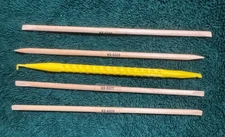 4 ~ Bell System KS-6320 Orange Stick Wooden Spudger + one Yellow Spudger
