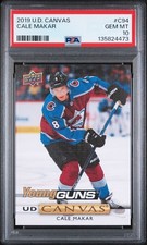 2019-20 UD Upper Deck Young Guns Rookie RC CARD Cale Makar Canvas C94 PSA 10 GEM. rookie card picture