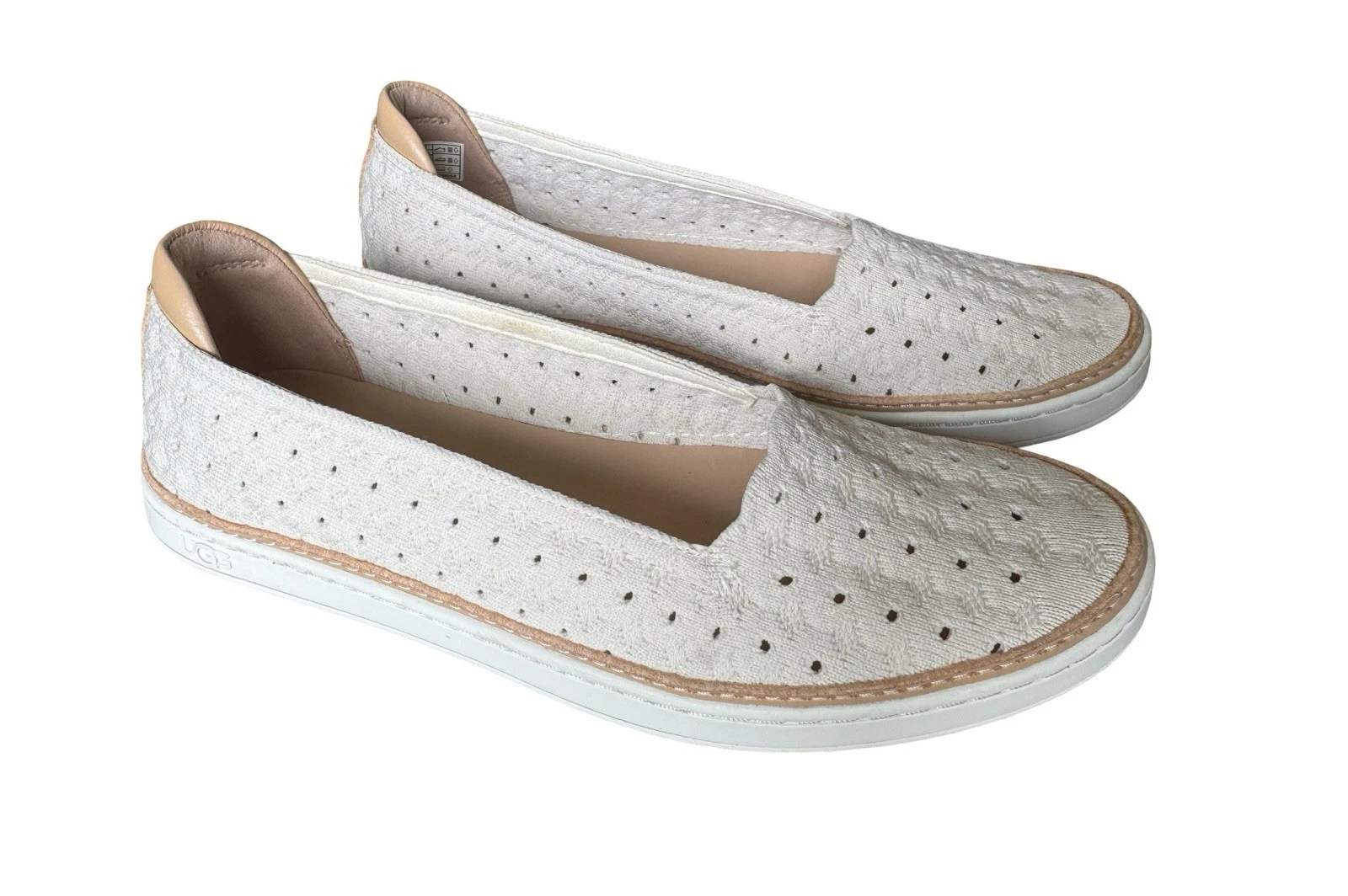 Mocassino Ugg Tammy slip on donna taglia 7M panna tela traspirante suola EVA us intime ottimeioni
