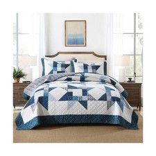 Cotton Quilt Bedding Sets 3 Pieces Soft Reversible Coverlets Luxury Star Real...