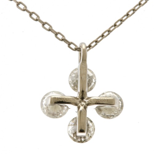 no brand Necklace Pt850 Pt900 Platinum diamond 0.31ct snowflake flower used - Picture 3 of 7