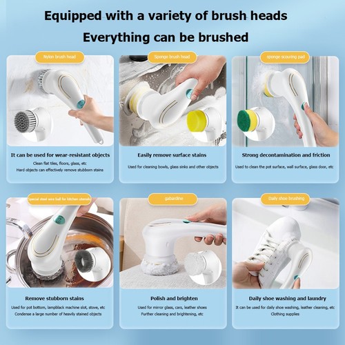 NEW Multifunctional Electric Handheld Dishwashing & Cleaning Brush Set - 5 Drill - Picture 5 of 17