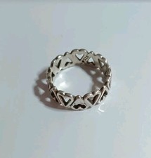 Heart to Heart to Heart... Ring 925 Sterling Silver Handmade Ring size 4.5 US/CA