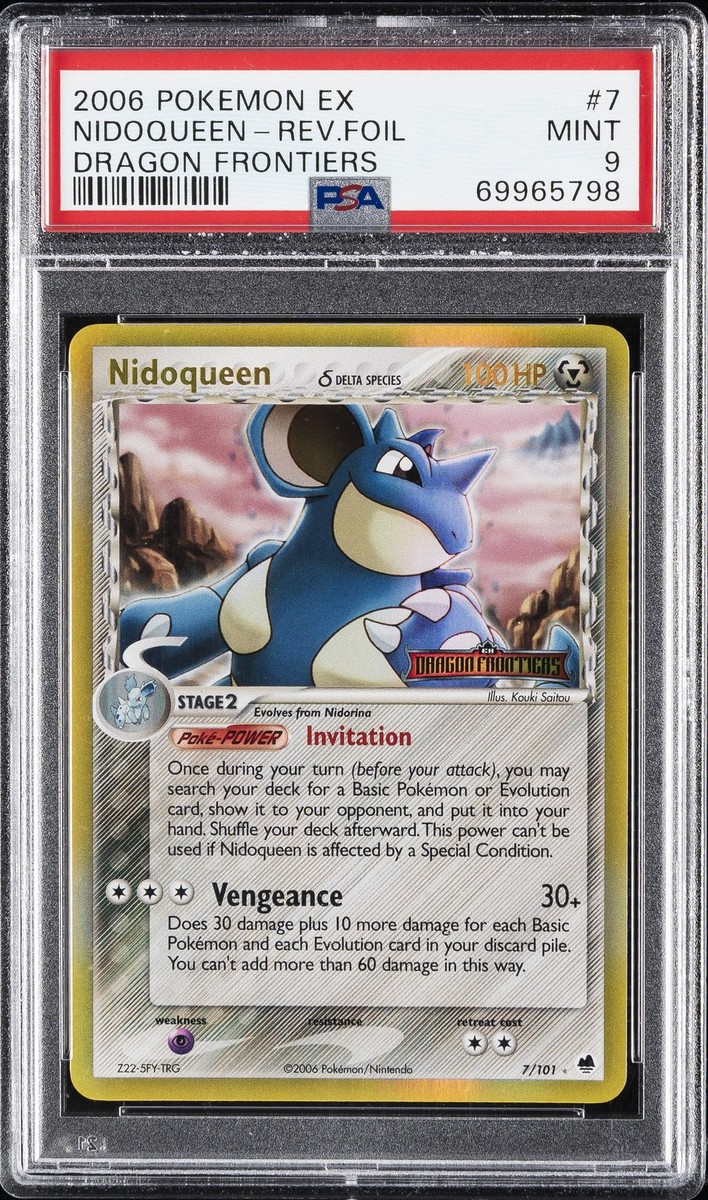 2006 POKEMON EX DRAGON FRONTIERS #7 NIDOQUEEN-REVERSE FOIL PSA 9