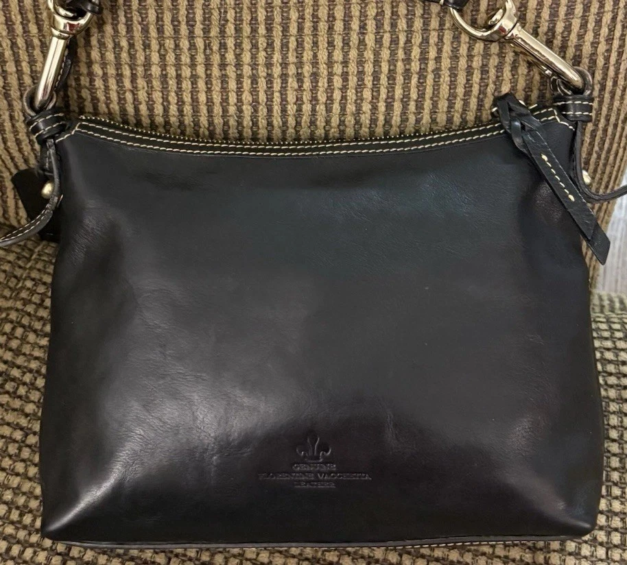 Dooney Bourke 黑色 Florentine Vacchetta 皮革马鞍信使斜挎包 — 第 2/4 张图片