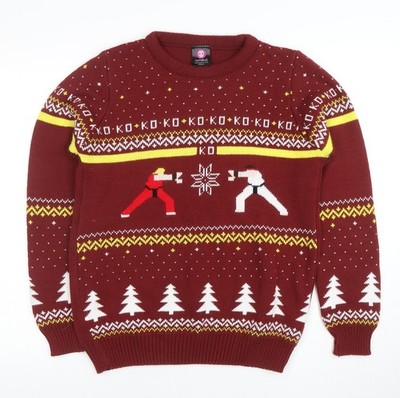 Numskull Herren rot Weihnachten Street Fighter Strickpullover Small