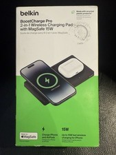 Belkin BoosCharge Pro Wireless 2 in 1 Charging Pad with MagSafe 15W  Black