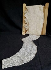 Antique Ecru Cotton Scalloped 4" Wide Lace  11" Scallops Hearts 8+ Yds Flounce