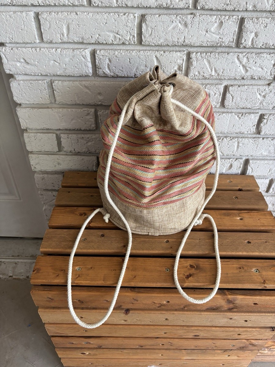 DAKINE Striped Tweed Bucket Bag Backpack Boho Beachy  display picture 2