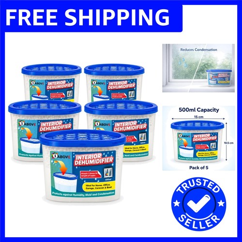 5 Pack of 500ml Dehumidifier Tubs - Eco-Friendly Moisture Absorbers for Homes