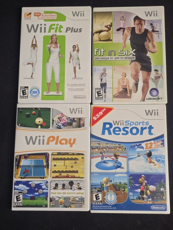 VTG 2000s Wii Fit Plus/Sports Resort/Play/Fit In Six 4 Game Lot - UNTESTED