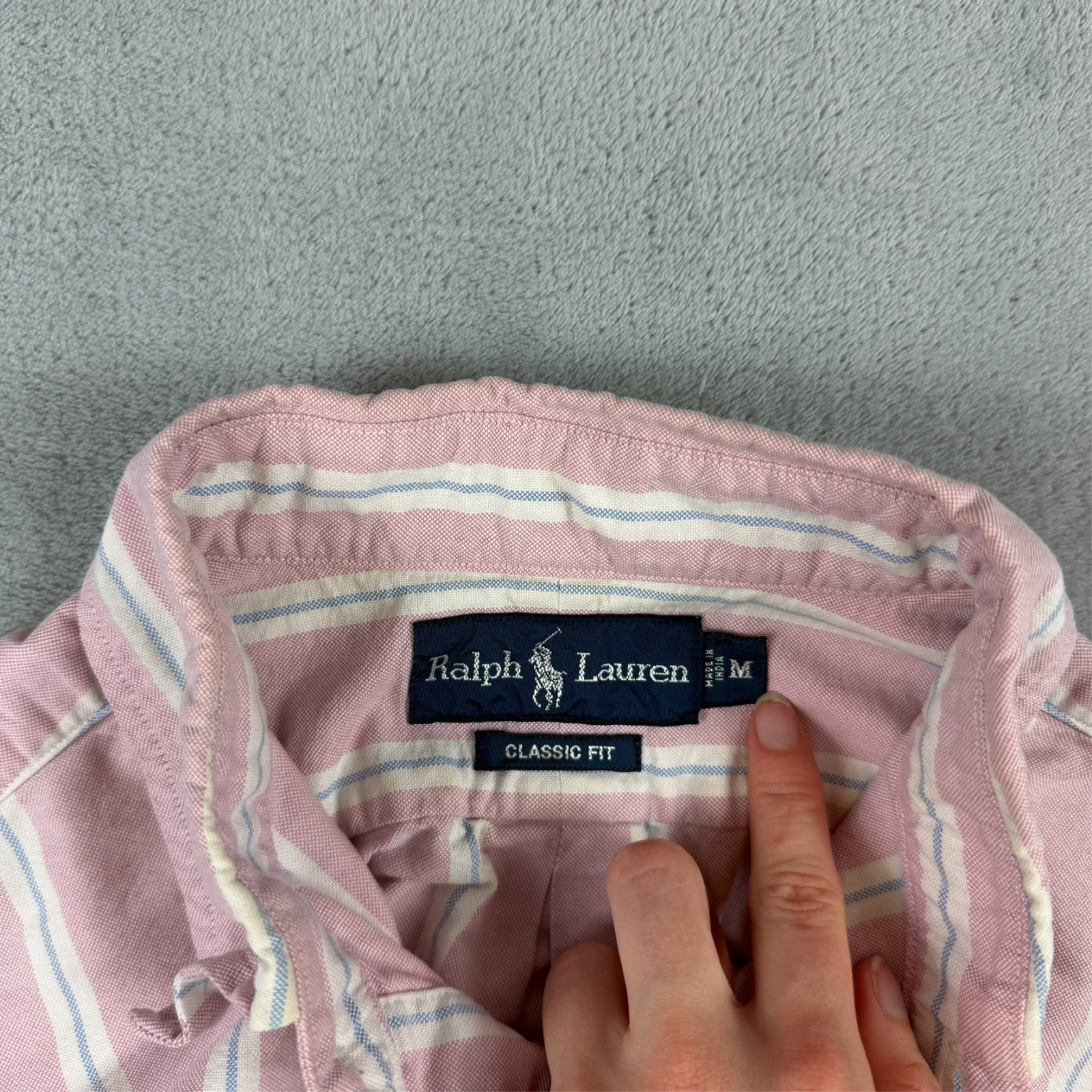 VTG Ralph Lauren 2000's Y2K Pink White Stripe Oversized Medium Button Up Shirt image 4