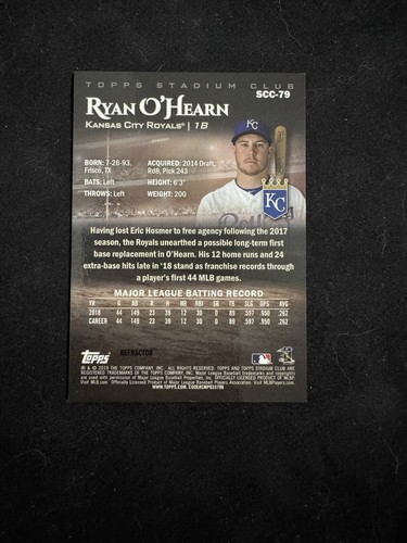 Stadium Club #165 Ryan O'Hearn RC 2019 estuche acuñado en oro Hit - Imagen 2 de 2