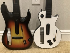 Wii Console Bundle Guitar Hero Games + Controllers + Guitar + Cords + Tested!!