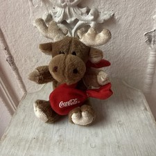 Coca-Cola Weihnachts Elch Pl&uuml;schtier Sammler mit WeihnachtsmannSack Rentier Xmas