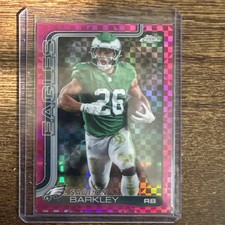 2025 Topps Chrome #248 Saquon Barkley HOT PINK X-FRACTOR - Philadelphia Eagles