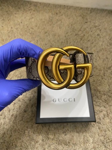 Autentica cintura Gucci cintura GG con fibbia G oro/beige GG Supreme adatta taglia XL