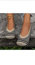 Flats Shoes Women 38(7) Knit Ballet Flat Slip On Round Toe Dress Shoes Comfort