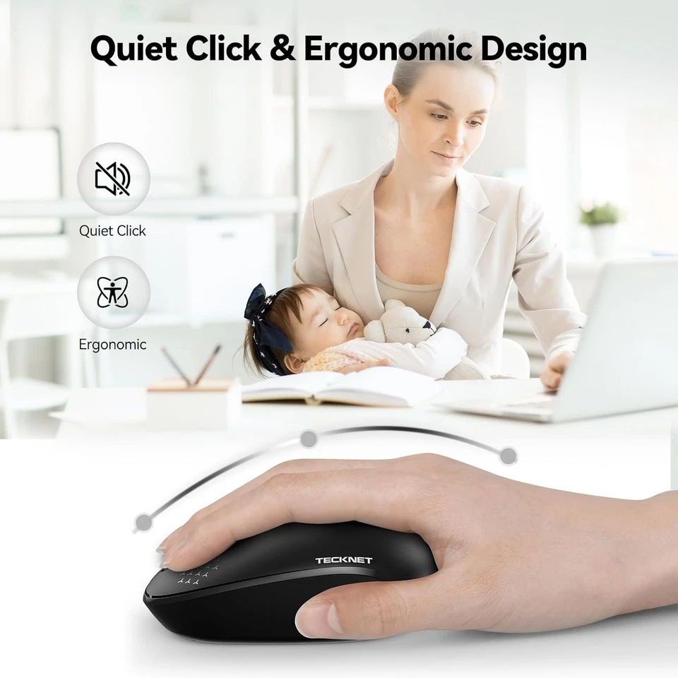 Tecknet Wireless Mouse 2.4g Quiet Computer Mouse With Usb Receiver - Image 2 of 3